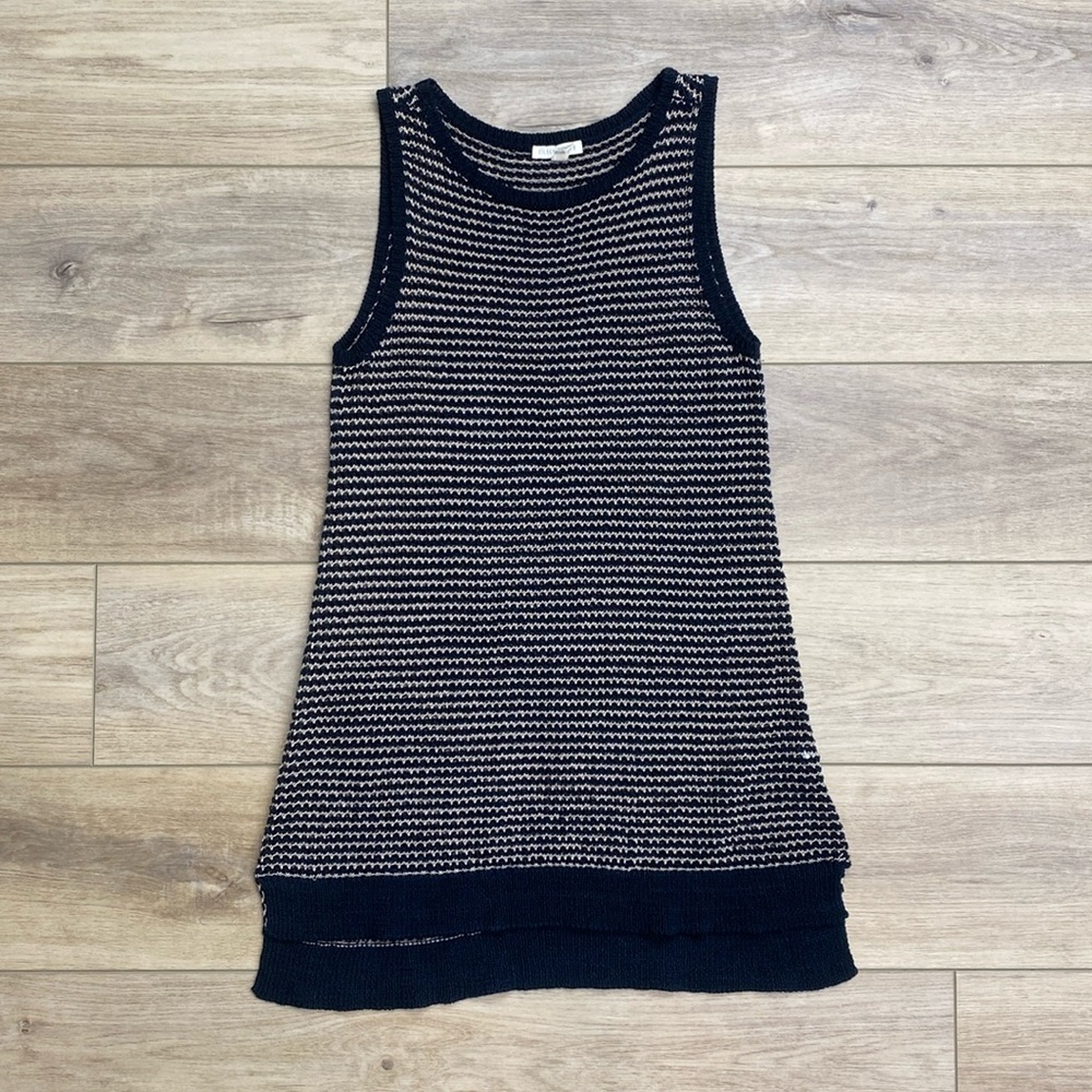 Eileen Fisher | Crisp Organic Cotton Tape‎ Mesh | Tank Top Open Knit Sweater